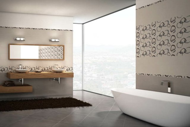 Salle de bain grise et beige