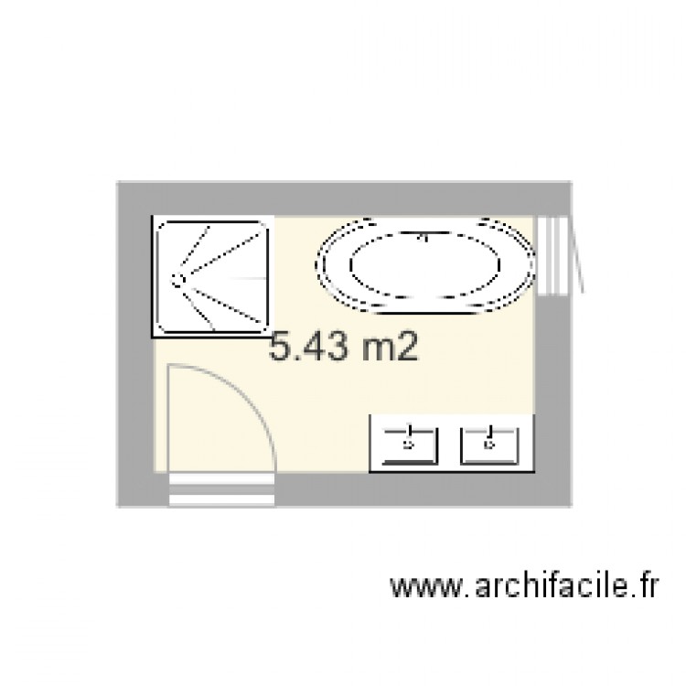 Plan petite salle de bain avec douche et baignoire