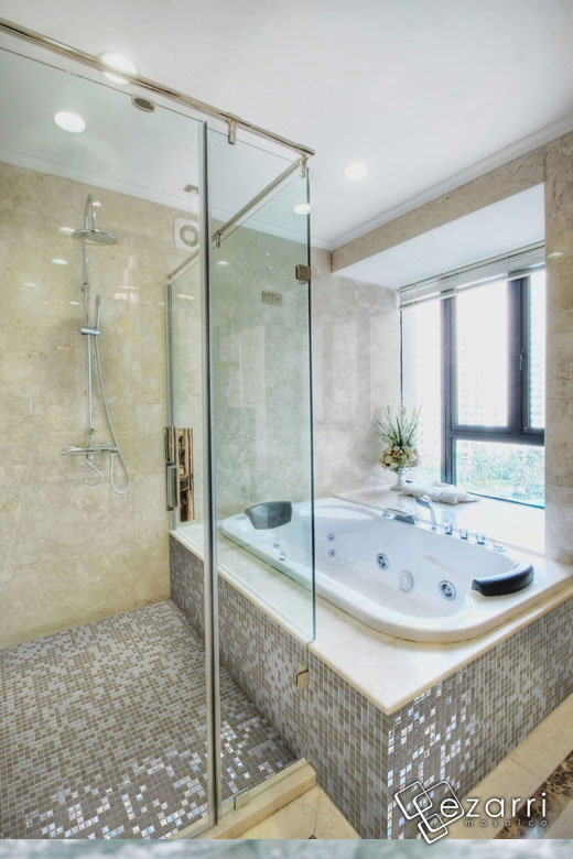 Mosaique beige salle de bain