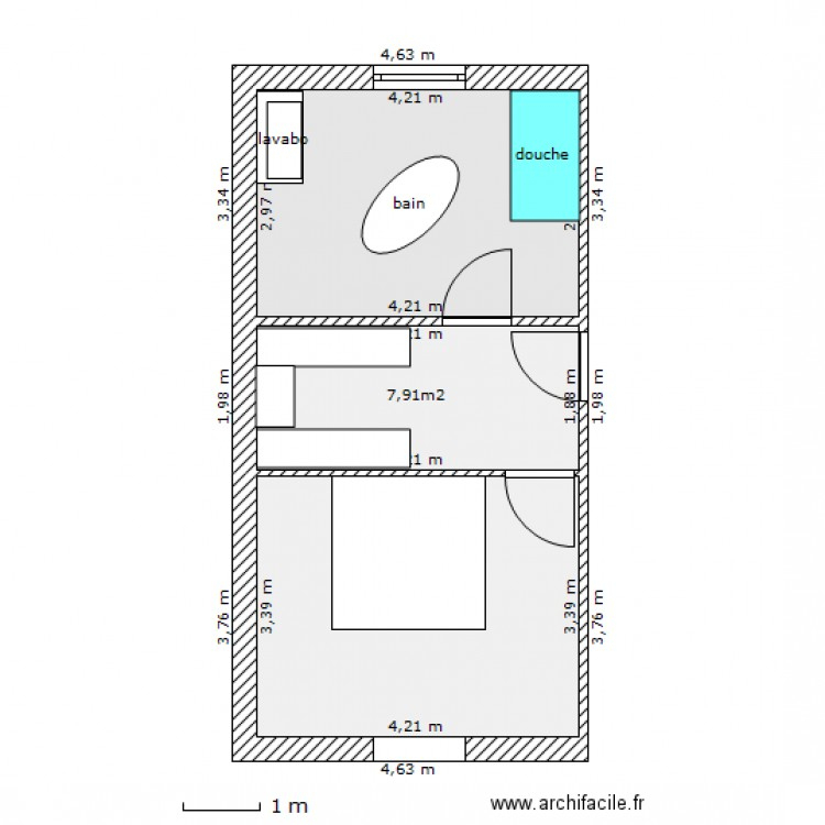 Plan salle de bain avec dressing